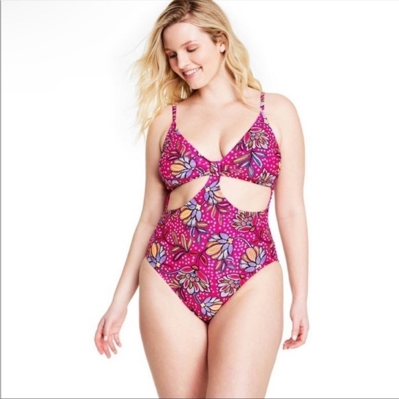 NWOT Tabitha Brown X Target Pink Floral Print One Piece Swimsuit - Picture 1 of 6